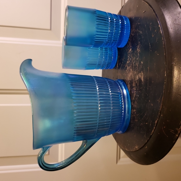 Fenton Other - Fenton Celeste Blue Irridescent 90th Anniversary Pitcher and 2 Tumblers